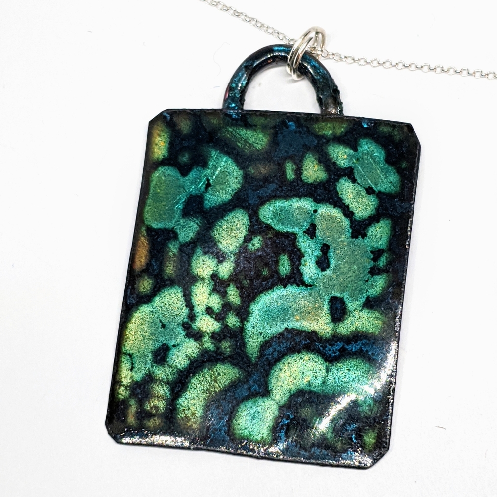 Handcrafted Enamel Pendant Necklace on Sterling